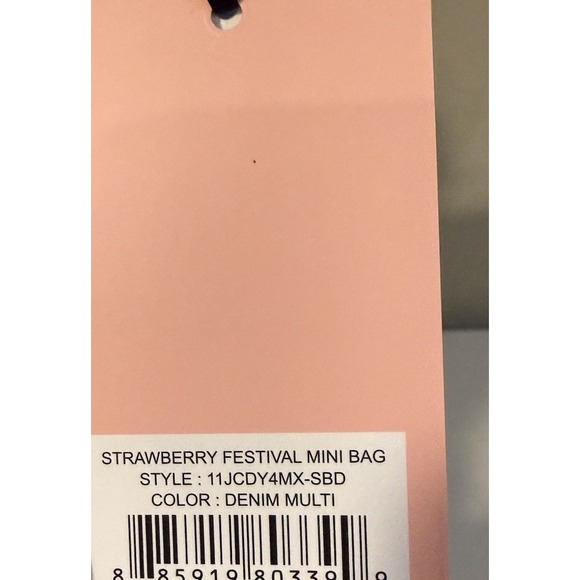 NWT Juicy Couture Strawberry Festival Mini Tote Bag - Denim Multi - Picture 8 of 8